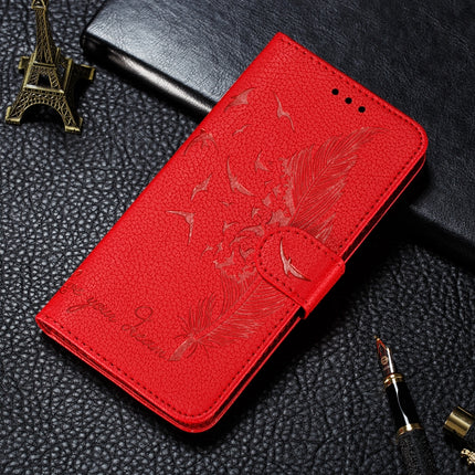 Feather Pattern Litchi Texture Horizontal Flip Leather Case with Wallet & Holder & Card Slots, For Motorola Moto Z4 Play