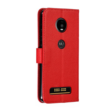 Feather Pattern Litchi Texture Horizontal Flip Leather Case with Wallet & Holder & Card Slots, For Motorola Moto Z4 Play