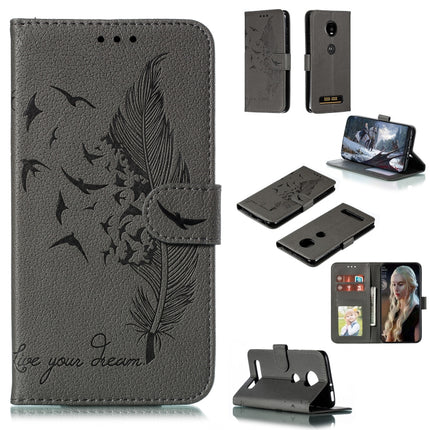 Feather Pattern Litchi Texture Horizontal Flip Leather Case with Wallet & Holder & Card Slots, For Motorola Moto Z4 Play