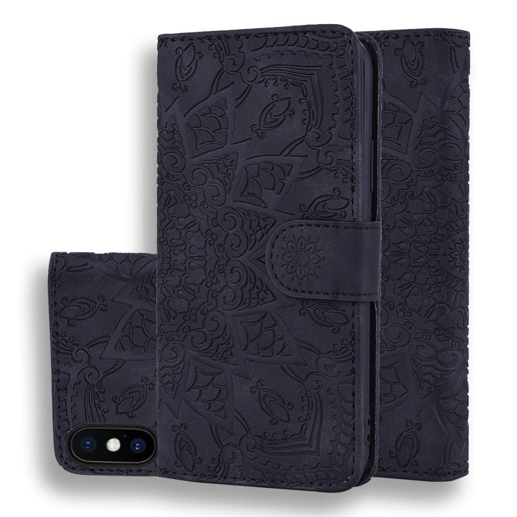 Calf Pattern Double Folding Design Embossed Leather Case with Wallet & Holder & Card Slots, For iPhone SE 2020 & 8 & 7, for iPhone XS / X, for iPhone 11 (6.1 inch), for iPhone 11 Pro (5.8 inch)