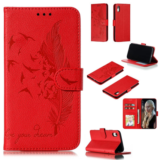 Feather Pattern Litchi Texture Horizontal Flip Leather Case with Wallet & Holder & Card Slots, For iPhone XR, For iPhone XS Max