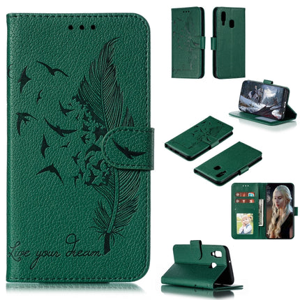 Feather Pattern Litchi Texture Horizontal Flip Leather Case with Wallet & Holder & Card Slots, For Galaxy A40, For Galaxy A50, For Galaxy A60, For Galaxy A70