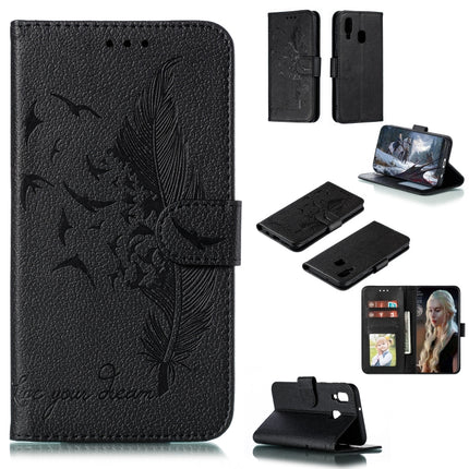 Feather Pattern Litchi Texture Horizontal Flip Leather Case with Wallet & Holder & Card Slots, For Galaxy A40, For Galaxy A50, For Galaxy A60, For Galaxy A70