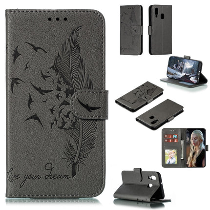 Feather Pattern Litchi Texture Horizontal Flip Leather Case with Wallet & Holder & Card Slots, For Galaxy A40, For Galaxy A50, For Galaxy A60, For Galaxy A70