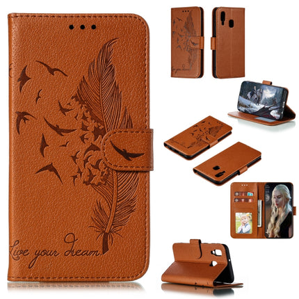 Feather Pattern Litchi Texture Horizontal Flip Leather Case with Wallet & Holder & Card Slots, For Galaxy A40, For Galaxy A50, For Galaxy A60, For Galaxy A70