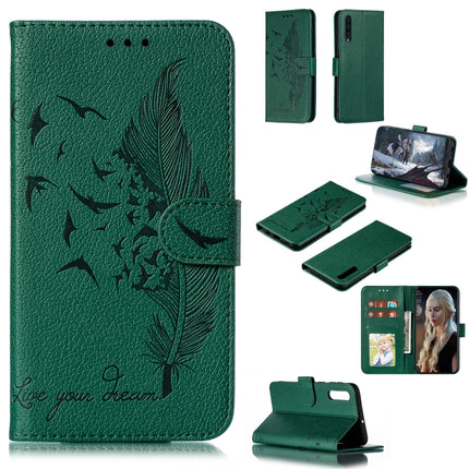 Feather Pattern Litchi Texture Horizontal Flip Leather Case with Wallet & Holder & Card Slots, For Galaxy A40, For Galaxy A50, For Galaxy A60, For Galaxy A70