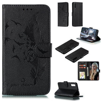 Feather Pattern Litchi Texture Horizontal Flip Leather Case with Wallet & Holder & Card Slots, For Galaxy A40, For Galaxy A50, For Galaxy A60, For Galaxy A70