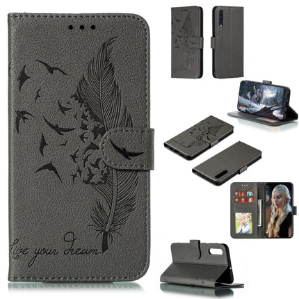 Feather Pattern Litchi Texture Horizontal Flip Leather Case with Wallet & Holder & Card Slots, For Galaxy A40, For Galaxy A50, For Galaxy A60, For Galaxy A70