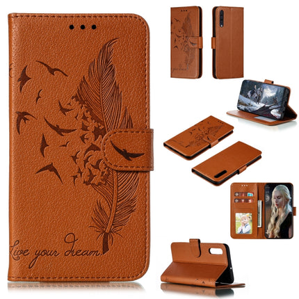 Feather Pattern Litchi Texture Horizontal Flip Leather Case with Wallet & Holder & Card Slots, For Galaxy A40, For Galaxy A50, For Galaxy A60, For Galaxy A70