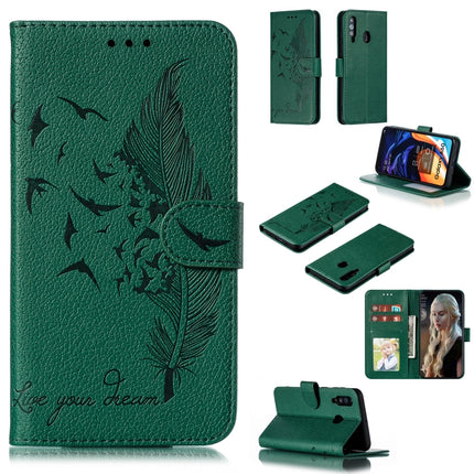 Feather Pattern Litchi Texture Horizontal Flip Leather Case with Wallet & Holder & Card Slots, For Galaxy A40, For Galaxy A50, For Galaxy A60, For Galaxy A70
