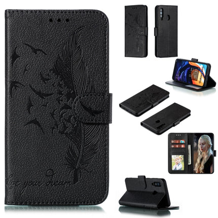 Feather Pattern Litchi Texture Horizontal Flip Leather Case with Wallet & Holder & Card Slots, For Galaxy A40, For Galaxy A50, For Galaxy A60, For Galaxy A70