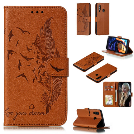 Feather Pattern Litchi Texture Horizontal Flip Leather Case with Wallet & Holder & Card Slots, For Galaxy A40, For Galaxy A50, For Galaxy A60, For Galaxy A70