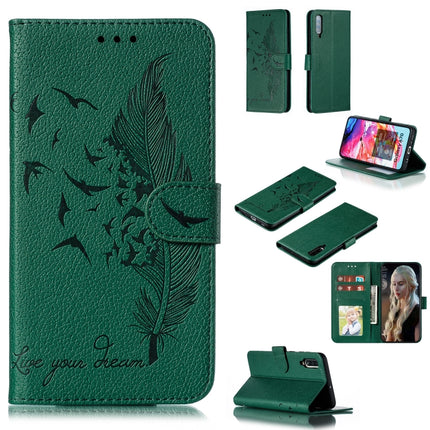 Feather Pattern Litchi Texture Horizontal Flip Leather Case with Wallet & Holder & Card Slots, For Galaxy A40, For Galaxy A50, For Galaxy A60, For Galaxy A70