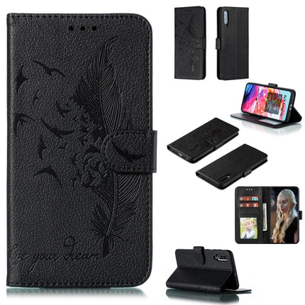 Feather Pattern Litchi Texture Horizontal Flip Leather Case with Wallet & Holder & Card Slots, For Galaxy A40, For Galaxy A50, For Galaxy A60, For Galaxy A70