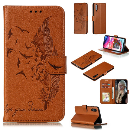 Feather Pattern Litchi Texture Horizontal Flip Leather Case with Wallet & Holder & Card Slots, For Galaxy A40, For Galaxy A50, For Galaxy A60, For Galaxy A70