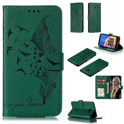 Feather Pattern Litchi Texture Horizontal Flip Leather Case with Wallet & Holder & Card Slots, For Galaxy J4+, For Galaxy J6+, For Galaxy J4 (2018), For Galaxy J6 (2018)