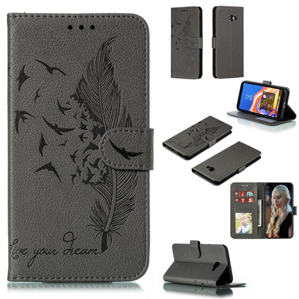 Feather Pattern Litchi Texture Horizontal Flip Leather Case with Wallet & Holder & Card Slots, For Galaxy J4+, For Galaxy J6+, For Galaxy J4 (2018), For Galaxy J6 (2018)