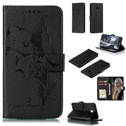 Feather Pattern Litchi Texture Horizontal Flip Leather Case with Wallet & Holder & Card Slots, For Galaxy J4+, For Galaxy J6+, For Galaxy J4 (2018), For Galaxy J6 (2018)