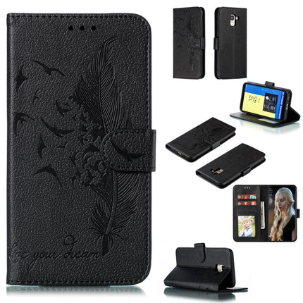 Feather Pattern Litchi Texture Horizontal Flip Leather Case with Wallet & Holder & Card Slots, For Galaxy J4+, For Galaxy J6+, For Galaxy J4 (2018), For Galaxy J6 (2018)