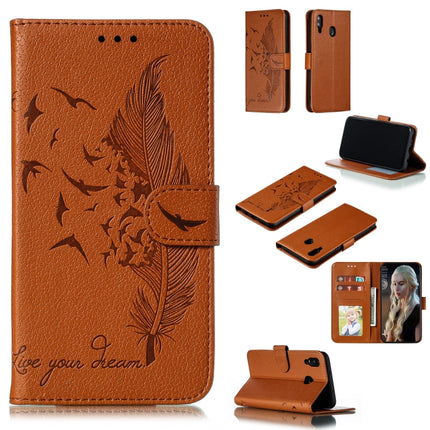 Feather Pattern Litchi Texture Horizontal Flip Leather Case with Wallet & Holder & Card Slots, For Galaxy M10, For Galaxy M20, For Galaxy M30, For Galaxy Note9