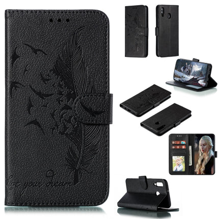 Feather Pattern Litchi Texture Horizontal Flip Leather Case with Wallet & Holder & Card Slots, For Galaxy M10, For Galaxy M20, For Galaxy M30, For Galaxy Note9