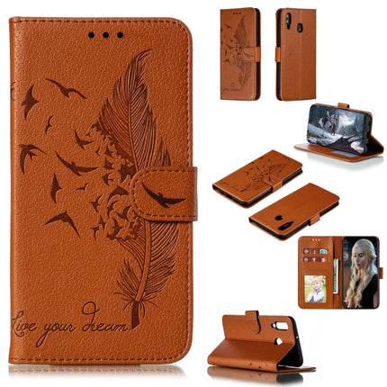 Feather Pattern Litchi Texture Horizontal Flip Leather Case with Wallet & Holder & Card Slots, For Galaxy M10, For Galaxy M20, For Galaxy M30, For Galaxy Note9