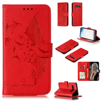 Feather Pattern Litchi Texture Horizontal Flip Leather Case with Wallet & Holder & Card Slots, For Galaxy S10, For Galaxy S10 5G, For Galaxy S10e, For Galaxy S10+