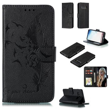 Feather Pattern Litchi Texture Horizontal Flip Leather Case with Wallet & Holder & Card Slots, For Galaxy S10, For Galaxy S10 5G, For Galaxy S10e, For Galaxy S10+