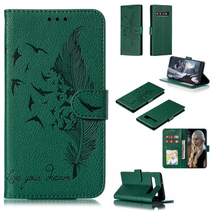 Feather Pattern Litchi Texture Horizontal Flip Leather Case with Wallet & Holder & Card Slots, For Galaxy S10, For Galaxy S10 5G, For Galaxy S10e, For Galaxy S10+
