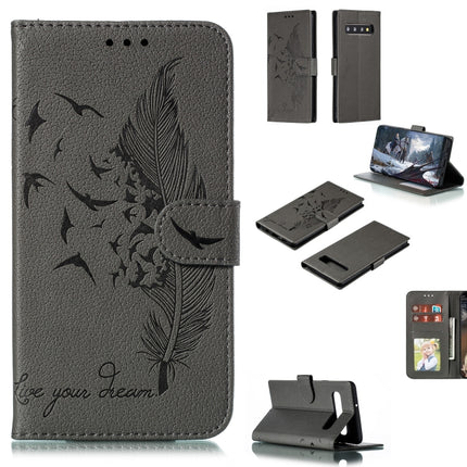 Feather Pattern Litchi Texture Horizontal Flip Leather Case with Wallet & Holder & Card Slots, For Galaxy S10, For Galaxy S10 5G, For Galaxy S10e, For Galaxy S10+