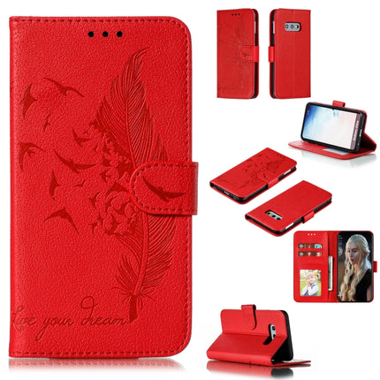 Feather Pattern Litchi Texture Horizontal Flip Leather Case with Wallet & Holder & Card Slots, For Galaxy S10, For Galaxy S10 5G, For Galaxy S10e, For Galaxy S10+