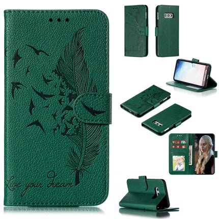 Feather Pattern Litchi Texture Horizontal Flip Leather Case with Wallet & Holder & Card Slots, For Galaxy S10, For Galaxy S10 5G, For Galaxy S10e, For Galaxy S10+