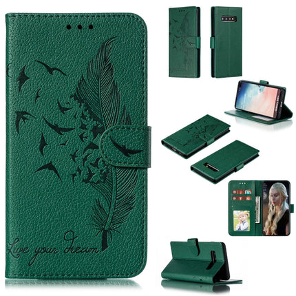 Feather Pattern Litchi Texture Horizontal Flip Leather Case with Wallet & Holder & Card Slots, For Galaxy S10, For Galaxy S10 5G, For Galaxy S10e, For Galaxy S10+