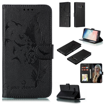 Feather Pattern Litchi Texture Horizontal Flip Leather Case with Wallet & Holder & Card Slots, For Galaxy S10, For Galaxy S10 5G, For Galaxy S10e, For Galaxy S10+