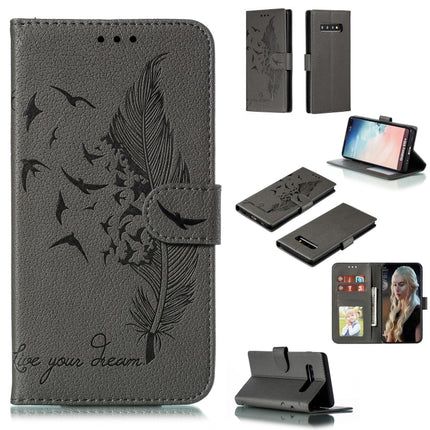 Feather Pattern Litchi Texture Horizontal Flip Leather Case with Wallet & Holder & Card Slots, For Galaxy S10, For Galaxy S10 5G, For Galaxy S10e, For Galaxy S10+
