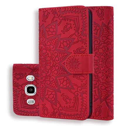 Calf Pattern Double Folding Design Embossed Leather Case with Wallet & Holder & Card Slots, for Galaxy A5 (2018) / A8 (2018), for Galaxy A6 (2018), for Galaxy J8 (2018) / A6+ (2018), for Galaxy A7 (2018), for Galaxy A9 (2018), for Galaxy M10 / A10     ...