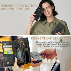 CaseMe-008 Abnehmbare multifunktionale horizontale Klapphülle aus Leder mit Kartenfach und -halter, Reißverschluss-Geldbörse und Bilderrahmen, für iPhone 11 Pro, für iPhone 11, für iPhone 11 Pro Max