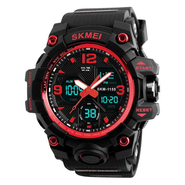 SKMEI 1155B Multifunctional Men Outdoor Sports Noctilucent Waterproof Large Dial Wrist Watch