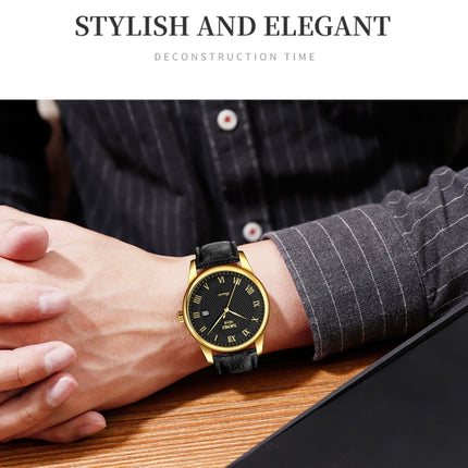 SKMEI 9058 Multifunctional Outdoor Fashion Waterproof Gold Shell Quartz Wrist Watch, Women Style Black Face Black Strap, Women Style Silver Face Brown Strap, Women Style Gold Face Brown Strap, Men Style Silver Face Brown Strap                          ...