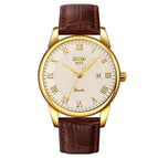 Men Style Silver Face Brown Strap