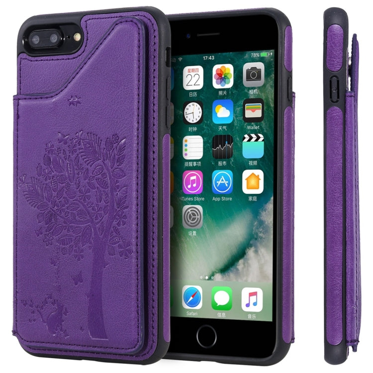 Cat Tree Embossing Pattern Shockproof Protective Case with Card Slots & Photo Frame, For iPhone 6 Plus, For iPhone 6, For iPhone 7 / 8, For iPhone 7 Plus / 8 Plus