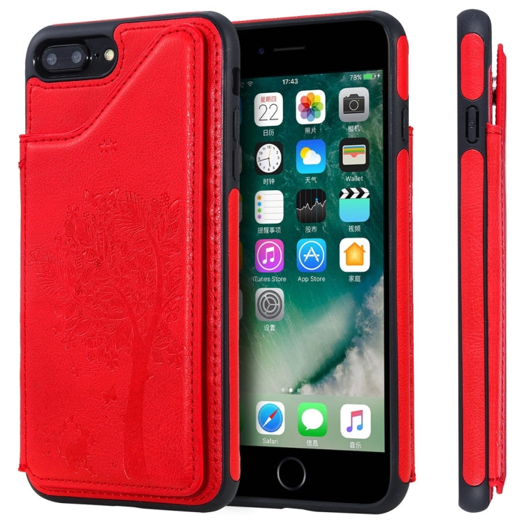 Cat Tree Embossing Pattern Shockproof Protective Case with Card Slots & Photo Frame, For iPhone 6 Plus, For iPhone 6, For iPhone 7 / 8, For iPhone 7 Plus / 8 Plus