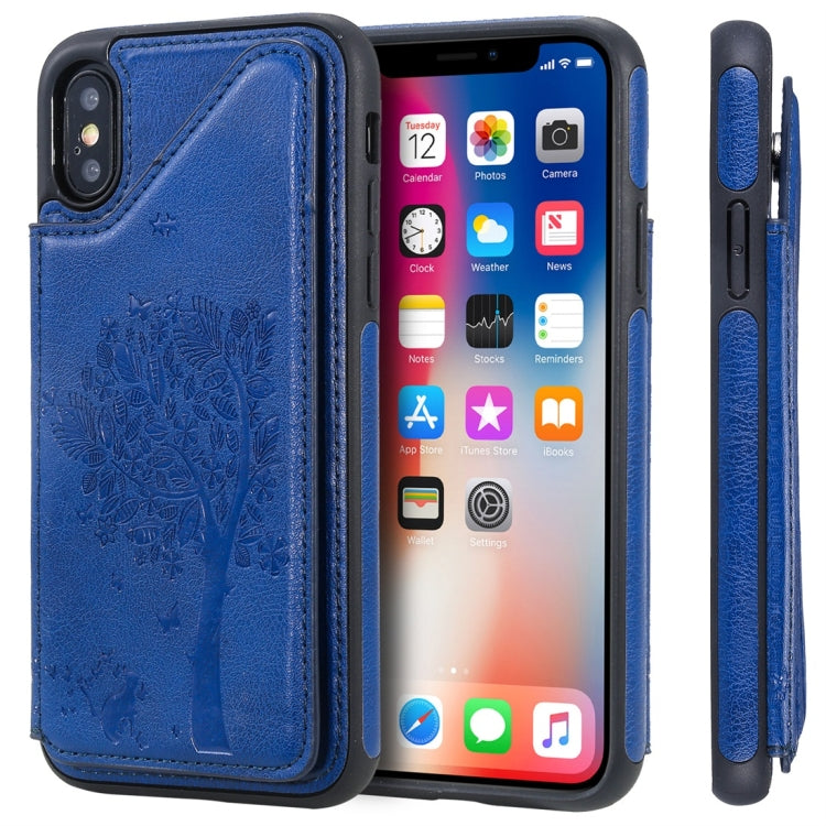 Cat Tree Embossing Pattern Shockproof Protective Case with Card Slots & Photo Frame, For iPhone X, For iPhone XR, For iPhone XS Max, For iPhone XS