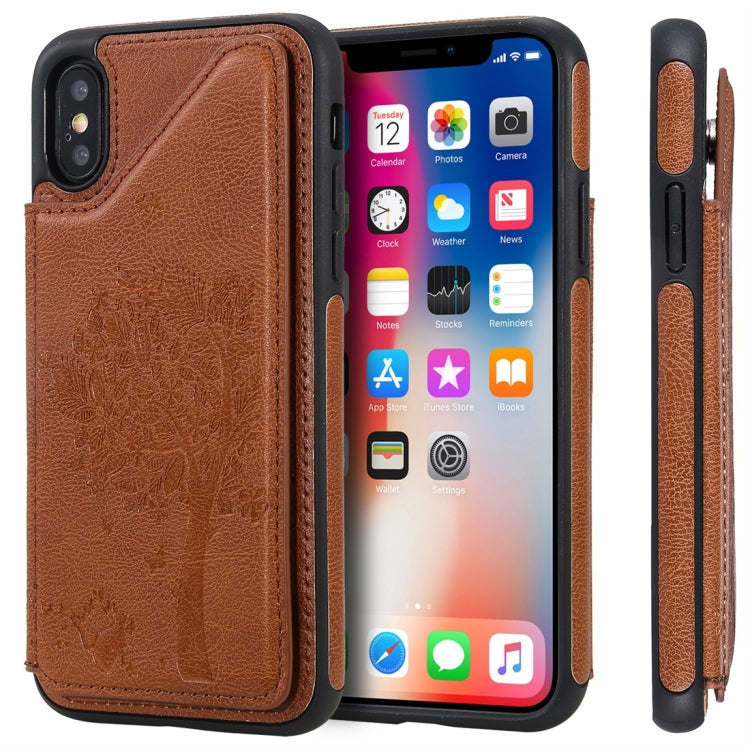 Cat Tree Embossing Pattern Shockproof Protective Case with Card Slots & Photo Frame, For iPhone X, For iPhone XR, For iPhone XS Max, For iPhone XS