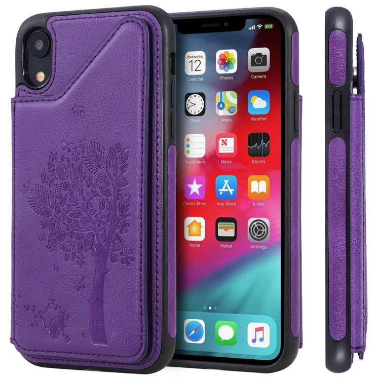 Cat Tree Embossing Pattern Shockproof Protective Case with Card Slots & Photo Frame, For iPhone X, For iPhone XR, For iPhone XS Max, For iPhone XS