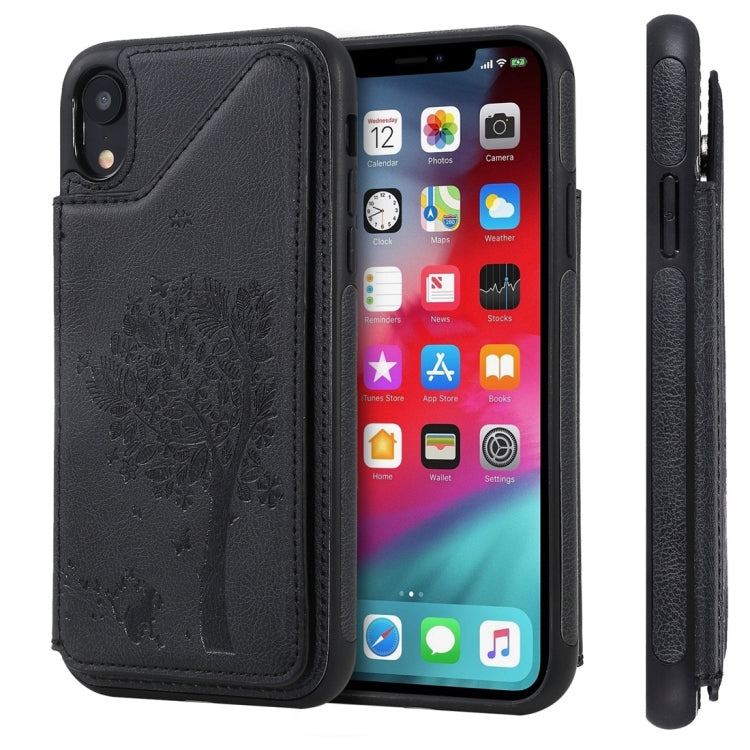 Cat Tree Embossing Pattern Shockproof Protective Case with Card Slots & Photo Frame, For iPhone X, For iPhone XR, For iPhone XS Max, For iPhone XS