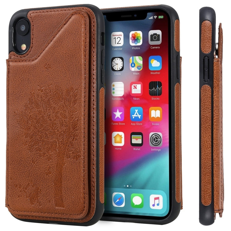 Cat Tree Embossing Pattern Shockproof Protective Case with Card Slots & Photo Frame, For iPhone X, For iPhone XR, For iPhone XS Max, For iPhone XS