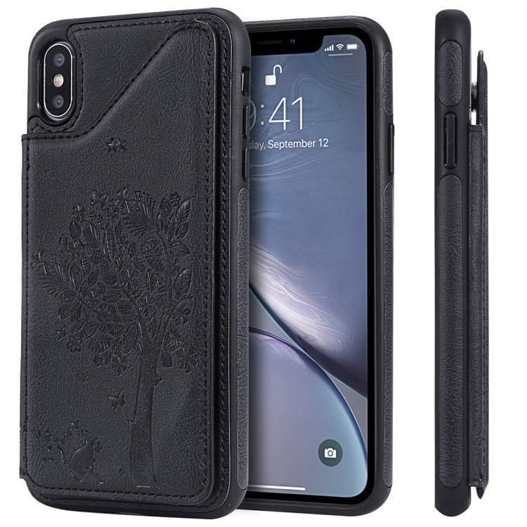 Cat Tree Embossing Pattern Shockproof Protective Case with Card Slots & Photo Frame, For iPhone X, For iPhone XR, For iPhone XS Max, For iPhone XS