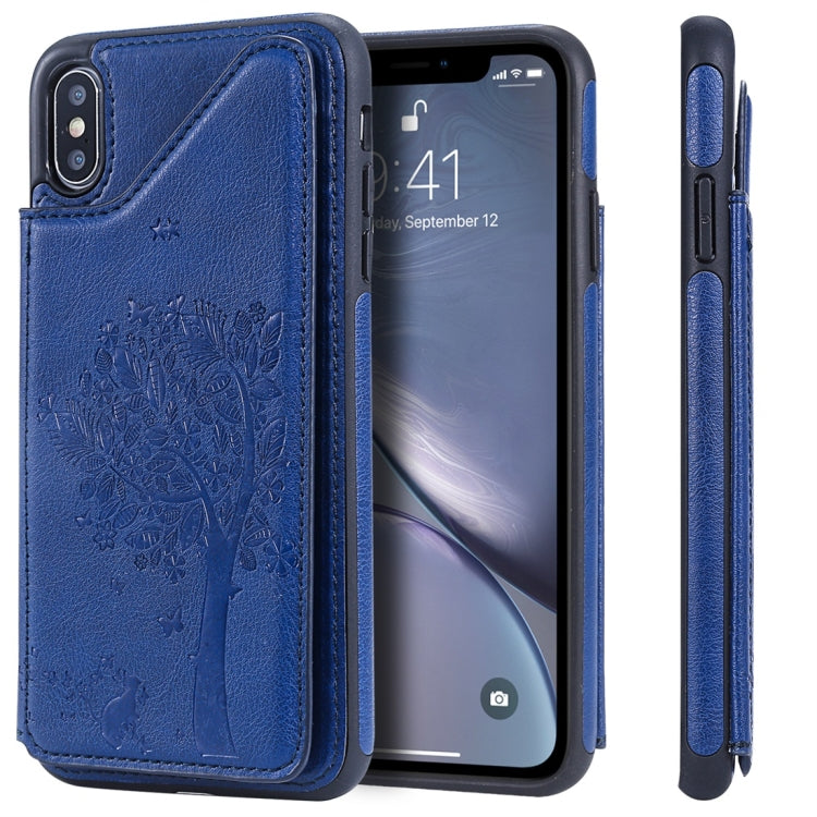 Cat Tree Embossing Pattern Shockproof Protective Case with Card Slots & Photo Frame, For iPhone X, For iPhone XR, For iPhone XS Max, For iPhone XS