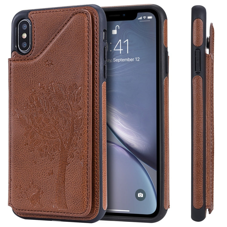 Cat Tree Embossing Pattern Shockproof Protective Case with Card Slots & Photo Frame, For iPhone X, For iPhone XR, For iPhone XS Max, For iPhone XS